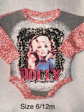 DOLLY Graphic Baby Bubble Romper - Pink & Gray